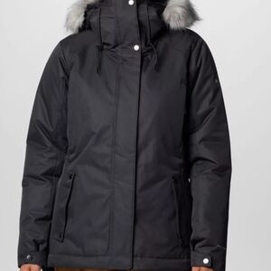 Columbia Women's Black Winter Jacket with Faux Fur Hood Size Xl